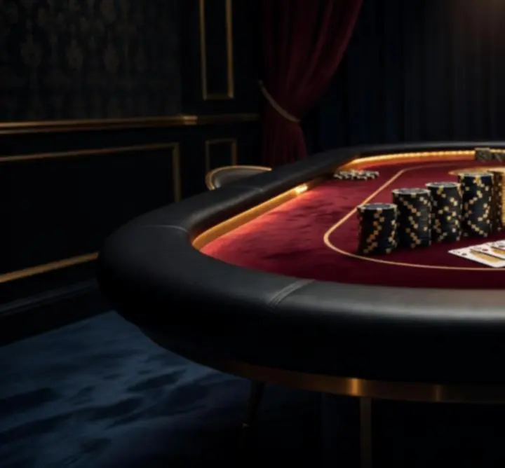 Elegancki stół pokerowy przygotowany na wieczór eventowy