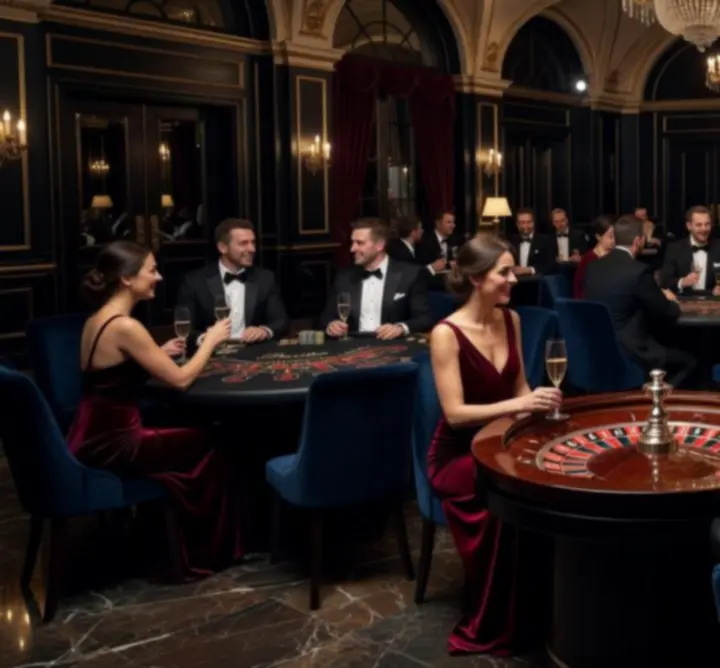 Elegancka sala eventowa przygotowana pod wieczór w stylu kasyna