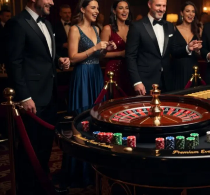 Luksusowy stół ruletkowy przygotowany na wieczorny event rozrywkowy