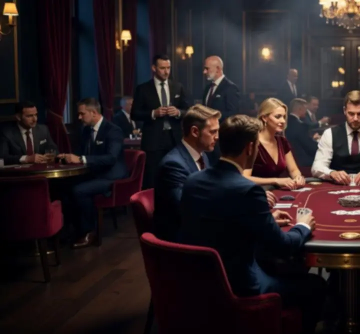 Elegancki wieczór pokerowy AGENCJA EVENTOWA Łukasz Sil z profesjonalnym stołem i żetonami.