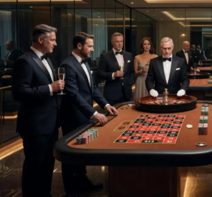 Stanowiska ruletki i blackjacka przygotowane na event firmowy